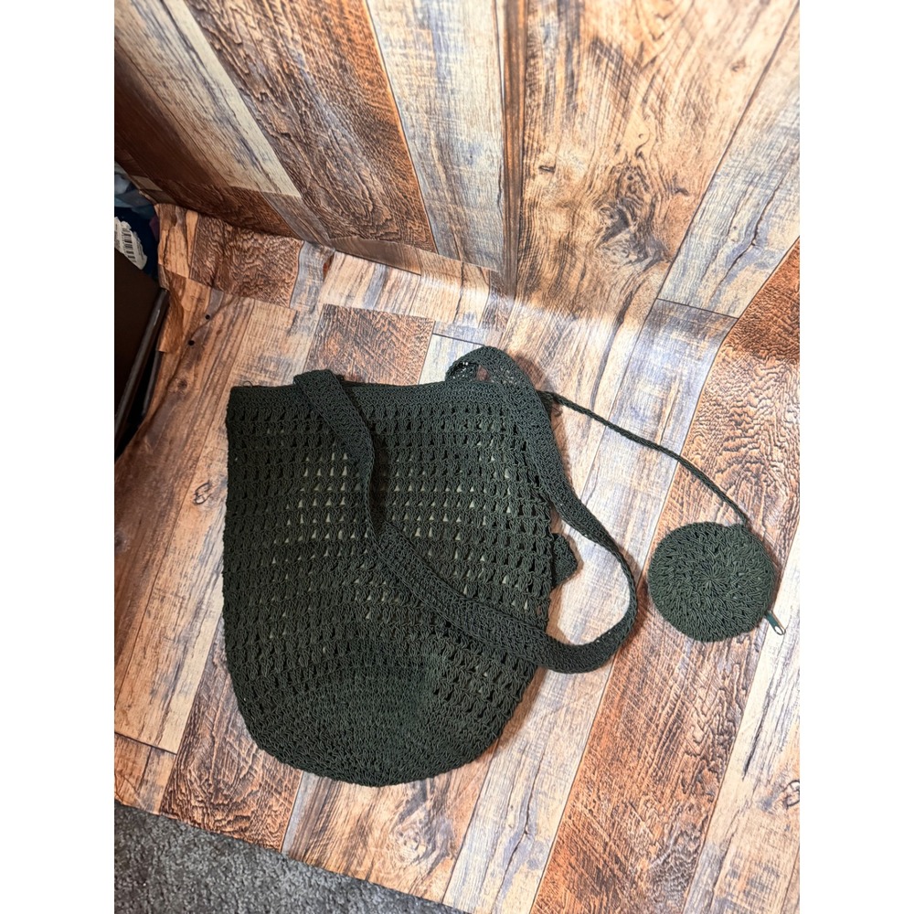 Crochet Tote Bag Shoulder Bag Lined Casual Everyday Purse - Picture 7 of 7